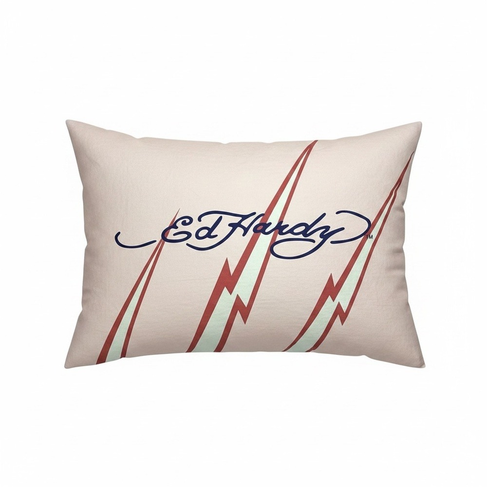 Ed Hardy Y2K Pink Lightning Bolt Pillow Case Home Collection Cotton King Size